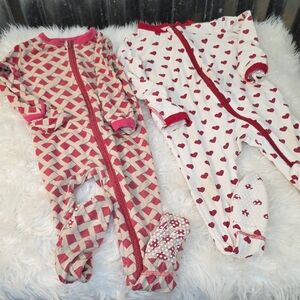 Kickee Pants Bundle of 2 Red and White Kids One Piece Footies